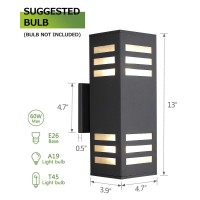 Harriet Outdoor Wall Lights, Aluminum Modern Outdoor Wall Sconce Waterproof Rustproof, Up And Down Exterior Sconces Porch Lantern, Sanded Black Finish