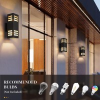 Harriet Outdoor Wall Lights, Aluminum Modern Outdoor Wall Lamp Waterproof Rustproof, Up And Down Exterior Sconces Porch Lantern, Tempered Glass, Sanded Black Finish