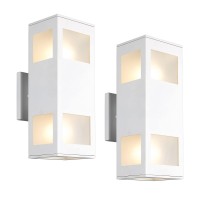 Harriet Outdoor Wall Lights, Aluminum Modern Outdoor Wall Sconce Waterproof Rustproof, Up And Down Lighting Exterior Sconces Porch Lantern, Sanded White Finish