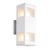 Harriet Outdoor Wall Lights, Aluminum Modern Outdoor Wall Sconce Waterproof Rustproof, Up Down Lighting Exterior Sconces Square Shape Porch Lantern, Matte White Finish