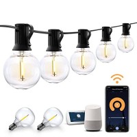 Xmcosy+ Patio Lights, Smart Outdoor String Lights 50Ft, G40 Globe Patio Lights With 25 Dimmable Led Bulbs, App Control, Work With Alexa, Connectable Waterproof Led Outdoor Lights For Patio Porch