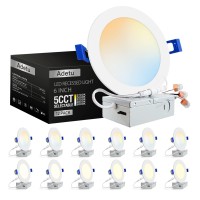 Adetu 12 Pack Recessed Lighting 6 Inch 5Cct Ultrathin Recessed Light Fixtures With Junction Box Cri 85 13W 1080Lm Led Ceil