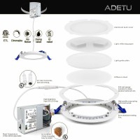 Adetu 12 Pack Recessed Lighting 6 Inch 5Cct Ultrathin Recessed Light Fixtures With Junction Box Cri 85 13W 1080Lm Led Ceil