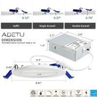 Adetu 12 Pack Recessed Lighting 6 Inch 5Cct Ultrathin Recessed Light Fixtures With Junction Box Cri 85 13W 1080Lm Led Ceil