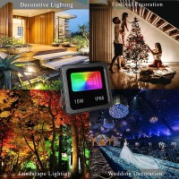 150W Led Color Changing Flood Lights Multi Colors Rgb Uplighting With Remote, Ip66 Waterproof Stage Light, Dimmable Colored Led Lights , Floor Lights For Christmas Party Outdoor Indoor Decor - 2 Pack