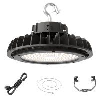 Led High Bay Light 200W 30,000Lm (150Lm/W) 1-10V Dimmable, 6.56 Cable With 110V Plug, Hanging Hook,U-Shaped Bracket,Safe Rope, Ul Listed Adiding High Bay Led Light