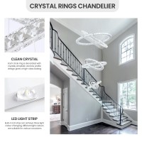 Moooni Modern Six Ring Crystal Chandelier Lighting Galaxy Series 3-Color Changing Led Light Fixture Diy Design For Dining Room Foyer Living Room (7.9