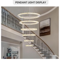 Moooni Modern Six Ring Crystal Chandelier Lighting Galaxy Series 3-Color Changing Led Light Fixture Diy Design For Dining Room Foyer Living Room (7.9