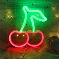 Cherry Neon Signs Led Signs Neon Light Red Room Decor Aesthetic Led Light Fruit Night Light For Bedroom Bar Hotel Party Game Room Wall Art Decoration