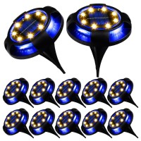 K.E.J. Solar Ground Lights 12 Pcs Disk Lights Outdoor - Waterproof In-Ground Lights,Solar Landscape Lighting As Valentine'S Day Decorations Outdoor For Garden Pathway Yard Deck Walkway Driveway