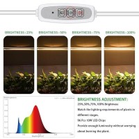 Grow Light Two Heads Strip Growing Lamp Full Spectrum Grow Light Strips For Indoor Plants With Auto Onoff Timer 4 Dimmable