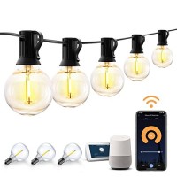 Xmcosy+ Outdoor String Lights, Smart Patio Lights 100Ft Dimmable String Lights Warm White, 50 G40 Led Bulbs, Wifi String Lights For Outside, Work With Alexa, App Control, Waterproof Extendable