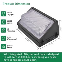 Led Wall Pack Light With Dusk To Dawn Photocell 120W 15600Lm 5000K Daylight Ac100277V Input 750W Hpshid Equivalent Waterproo