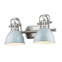 Duncan 2 Light Bath Vanity Pewter With Seafoam Shades