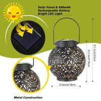 Set Of 2 Solar Lantern Outdoor Hanging Decorative Lights For Garden Patio Porch Decorations Black