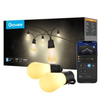 Govee Outdoor String Lights 96Ft Smart Outdoor String Lights With 30 Dimmable Warm White Led Bulbs 2 Ropes Of 48Ft Ip65 Waterp