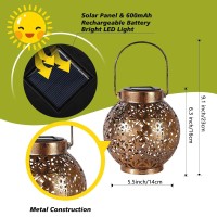 Set Of 2 Solar Lanterns Outdoor Hanging Decorative Lights For Garden Patio Porch Decorations Bronze