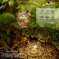 Set Of 2 Solar Lanterns Outdoor Hanging Decorative Lights For Garden Patio Porch Decorations Bronze