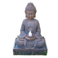 Vp Home Buddha Statue For Home And Outdoor Decor Solar Powered Flickering Led Garden Light Zen Meditation Spiritual Room Decor (Glowing Serenity Meditative Buddha)