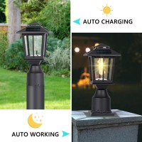 Suponar Metal Solar Post Lights 2 Pack Solar Post Cap Light Solar Lamp Post For Pole Fence Deck Garden Yard Patio Porch Outdoo