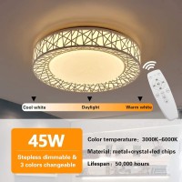 Led Flush Mount Ceiling Light Fixture, 45W 18.9 Inch, Dimmable Led Fixture Lamp, Brightness Adjustable Ceiling Light, With Remote Ceiling Lamp, For Bedroom, Living Room, Hallway