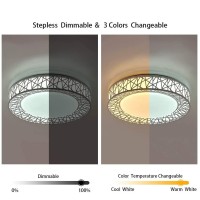 Led Flush Mount Ceiling Light Fixture, 45W 18.9 Inch, Dimmable Led Fixture Lamp, Brightness Adjustable Ceiling Light, With Remote Ceiling Lamp, For Bedroom, Living Room, Hallway