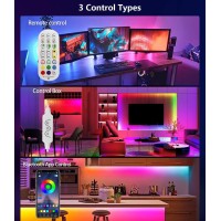 Daymeet Led Lights For Bedroom, 33Ft Led Chasing Effect Dream Rgb Light Strip, Usb Smart Light Strips App Control Music Sync Color Changing Led Strip Lights With Remote For Home Christmas Decoration