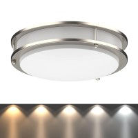 Dymond Led Ceiling Light Dimmable Flush Mount Selectable Light Color 2700K3000K3500K4000K5000K 5In1 Brushed Nickel Ceili