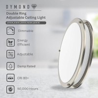 Dymond Led Ceiling Light Dimmable Flush Mount Selectable Light Color 2700K3000K3500K4000K5000K 5In1 Brushed Nickel Ceili