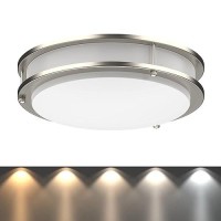 Dymond Led Ceiling Light Dimmable Flush Mount Selectable Light Color 2700K3000K3500K4000K5000K 5In1 Brushed Nickel Ceili