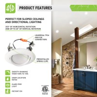 Asd Gimbal Retrofit 4 Inch Led Recessed Lights Led Can Lights 10W 85W Replacement 740 Lm Dimmable Ceiling Led Lights 5000K