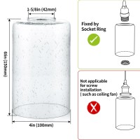 Skelang Clear Glass Shade, Seeded Light Shade, Lampshade With 1-5/8 Inches Fitter, Cylinder Replacement Shade For Pendant Light, Chandelier, Wall Sconces, Vanity Lights, Pack Of 3