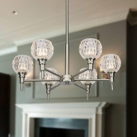 Senyshilon Brushed Nickel Sputnik Chandelier 6-Light Modern Pendant Lighting With Hammered Glass Chandeliers Light Fixture For Kitchen Island Living Dining Room Bedroom