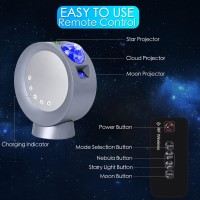 Looeoodoo Led Star Projector Light Galaxy Lighting Moon Nebula Night Lamp With Base Remote Control And Battery Operated For G