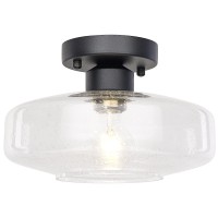 3 Light Ceiling Light Fixture With Clear Glass Shade, Semi Flush Mount Light Fixture With Brushed Nickel Base For Dining Room, Cafe, Bar, Corridor, Hallway, Entryway, Farmhouse