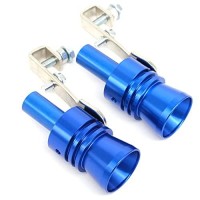 Autoe Car Turbo Sound Whistle Exhaust Tailpipe Blow Off Valve Bov Aluminum Universal Auto Accessories Size Xl (2Pcs Blue)