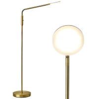 O?Right Moon - Dimmable Led Floor Lamp, Adjustable Color Temperature For Bedside Reading, Work Light, Art/Crafting Light, Sewing, Ultra Flexible Gooseneck, Rotatable Lighting, Antique Brass (Gold)