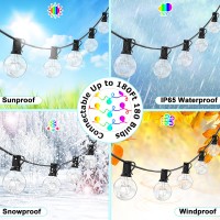 Led Outdoor String Lights, 30Ft Connectable G40 Patio Lights Outdoor Waterproof With 30 Led Bulbs, Rgb Color Changing Cafe Decorative Lights With Remote For Outside Camping Gazebo Party Balcony Decor