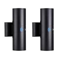 Tipace 2 Pack Dusk To Dawn Modern Outdoor Porch Lights Matte Black Sensor Up And Down Wall Lights Cylinder Patio Light,Exterior Wall Light Fixtures For Courtyard,Entryway,Garage (Bulbs Not Included)