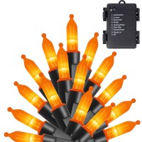 Joliyoou Orange Halloween String Lights 50 Led Battery Operated 16 Ft Christmas Mini String Lights With 8 Lighting Modes Indoo