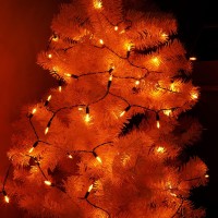 Joliyoou 2 Packs Orange Halloween String Lights 50 Led Battery Operated 16 Ft Christmas Mini String Lights With 8 Lighting Mode