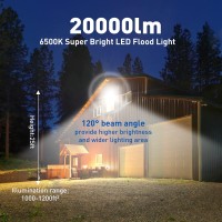 Kelinvmi 200W Outdoor Led Flood Light, 20000Lm Outdoor Work Lights With Plug, 6500K Bright White, Ip66 Outdoor Floodlights For Garage, Porch, Backyard, Garden, Playground