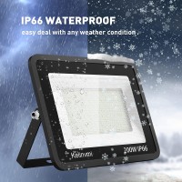 Kelinvmi 200W Outdoor Led Flood Light, 20000Lm Outdoor Work Lights With Plug, 6500K Bright White, Ip66 Outdoor Floodlights For Garage, Porch, Backyard, Garden, Playground