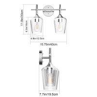 Ralbay Chrome Bathroom Light Fixtures 2-Lights With Clear Glass Modern Wall Mount Lighting Industrial Farmhouse Bathroom Vanity Lights Wall Sconce Chrome