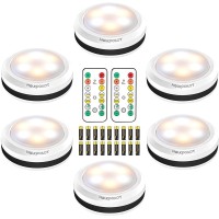 Holkpoilot Puck Lights With Remote Control, Led Under Cabinet Lighting,Under Counter Light Battery Operated, Closet Light Dimmable, Battery Led Lights(6Pack With 18Batteries)