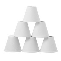 Small Lamp Shade Clip On White Chandelier Lamp Shades Set Of 6,3-Inch By 6-Inch By 5-Inch,Line