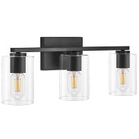 Drnanlit Black Bathroom Vanity Light Fixtures,3-Light Industrial Wall Sconce With Clear Glass Shade, Modern Wall Lamp For Bedroom Living Room Hallway Kitchen (3-Light, Black)