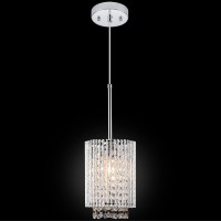 Mini Crystal Pendant Lighting 1 Light Modern Hanging Light Fixtures Small Cylinder Chrome Chandelier For Kitchen Island Dining R