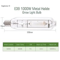 Vegelumax Mh 1000W Metal Halide Single Ended Hid Grow Light Bulb Lamp High Par Enhanced Blue And Violet Spectrums For Hydroponic