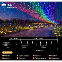 Kemooie 500 Led Orange Halloween Lights, 164Ft 8 Lighting Modes Plug In Waterproof Extra Long Fairy Light For Outdoor Tree Wedding Party Garden Balcony Halloween Decorations (Orange)